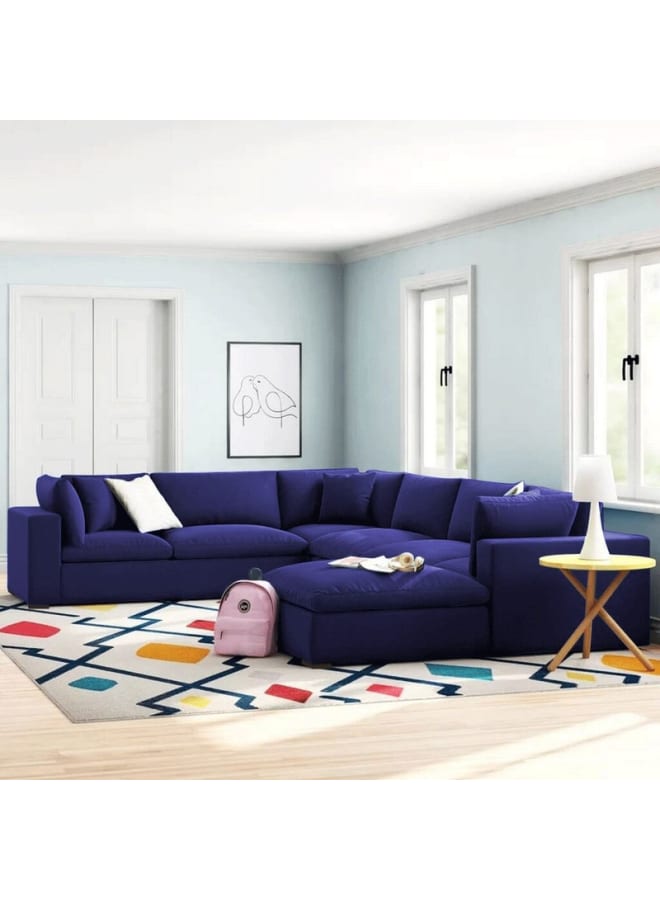 Retro Modern corner sofa 250 cm - blue - Image 1