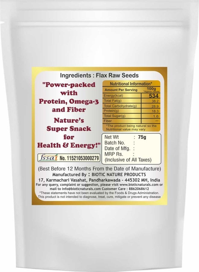 Biotic Naturals Healthy Raw Sunflower Seeds, Chia Seeds, Flax Seeds, Pumpkin Seeds and Watermelon Seeds combo pack for Eating 375gm (75g each) - Image 4