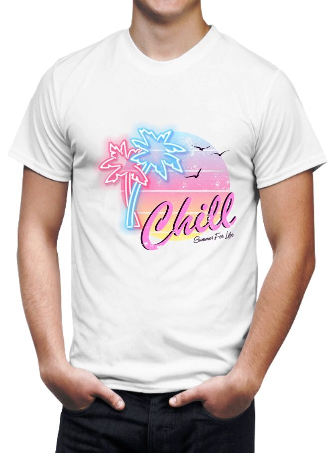 Mens Tshirt Printed Chill summer Beach  - Image 1