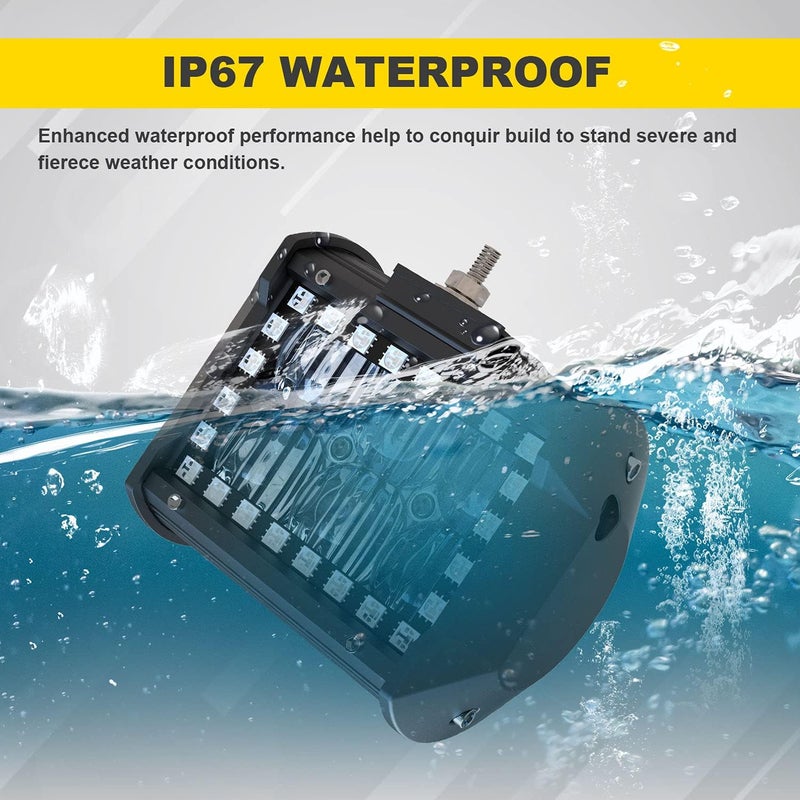 FEELON 4PCS 4" RGB LED Pods Flood Work Light Bar with Multi-Color Chasing Halo - Image 3