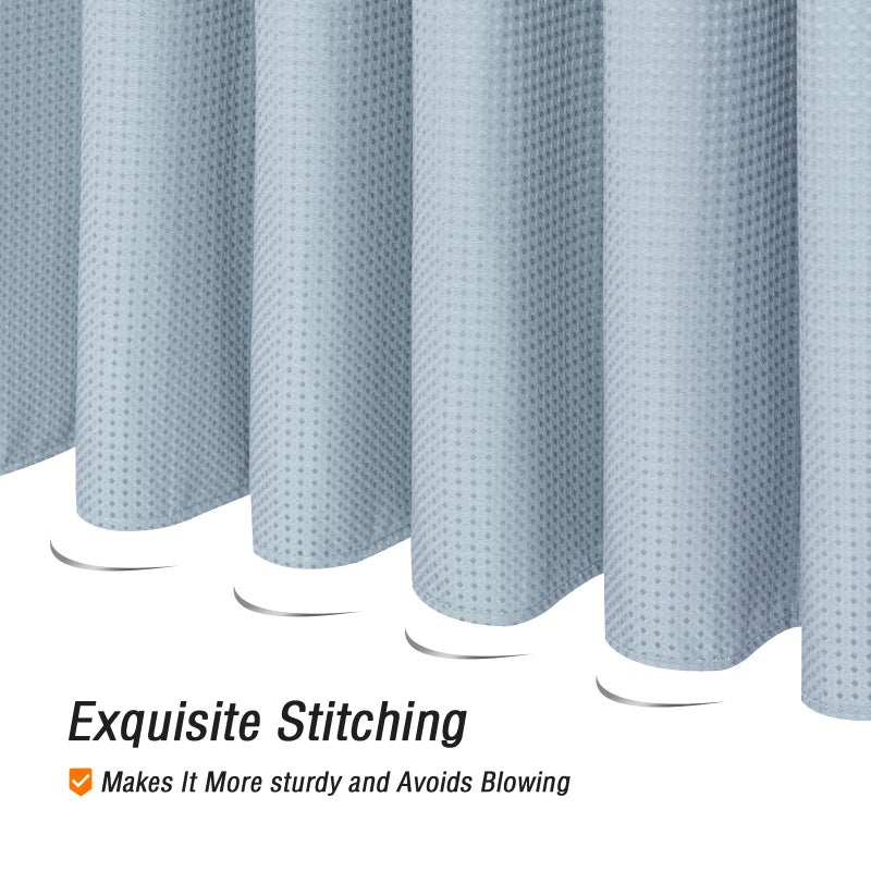 Gibelle Extra Long Shower Curtain 72 x 84  Tall Waffle Weave Textured Fabric Shower Curtain for Bathroom  Water Repellent  Machine Washable  Fog Blue - Image 5