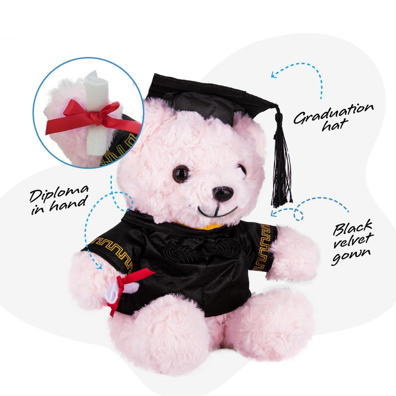 ArtCreativity Graduation Pink Teddy Bear - 10 Inches - Cute Plush Bear with Hat  Gown  Sash  and Diploma - Birthday  Kindergarten & Preschool Graduation Gift for Girls - Adorable Stuffed Animal - Image 4