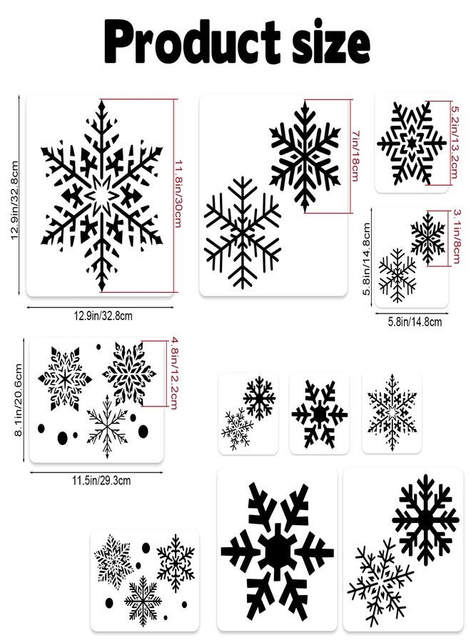 CODOHI 11 Pcs Large Snowflake Stencils for Windows, Reusable Christmas Stencils for Glass, Wood, Fabric, Wall, Card, Doormat, DIY Holiday Painting Templates - Image 2