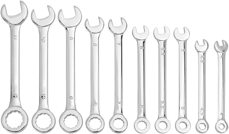 Eyech 10pcs Ratcheting Wrench Set Metric Mini Double Open End Wrench Set with Dualpurpose Spanner Tool Gear Ring Ratcheting Wrench Set Car hand Wrench Tool 4mm11mm EYEUSGY0645  - Image 3