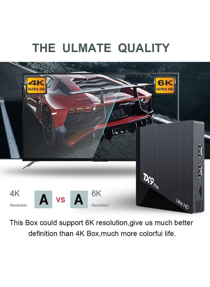 Generic TX9 Pro Android 12.0 TV Box with 4GB RAM & 32GB ROM – Supports 2.4G/5G Dual WiFi, 6K Ultra HD, 3D Mode, 100M Ethernet & H.265 – Includes HD Cable and Remote Control – Powerful Media Player for Streaming, Gaming, and Entertainment – Sleek Black Design for Users  - Image 2