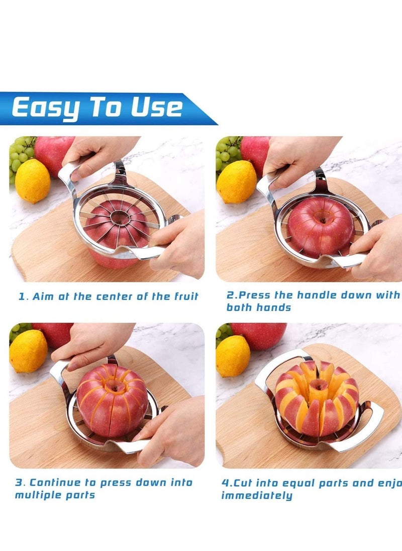 Apple Slicer Upgraded Version 12-Blade Extra Large Corer, Stainless Steel Ultra-Sharp Cutter, Pitter, Divider for Up to 4 Inches