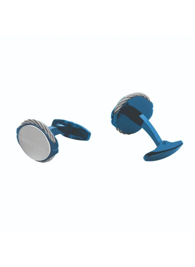 شيروتي 1881 Kabil Stainless Steel and Blue Cufflinks for Men