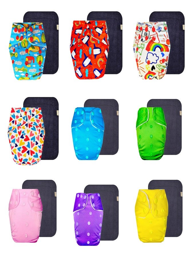 حفاضات دمبلدو القماشية الممتازة مع حشوة رمادية (عبوة من 9 قطع) | مضادة للحساسية | تسمح بمرور الهواء | أزرار كبس قابلة للتعديل | ضرورية للاستخدام اليومي | من 3 أشهر إلى 3 سنوات | للجنسين - Image 1