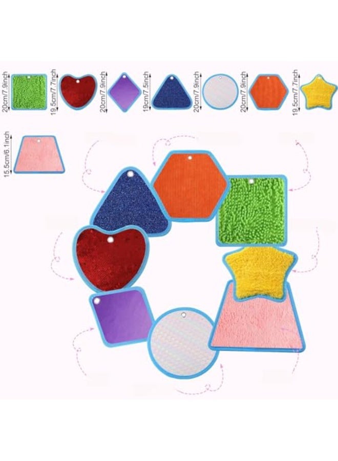 مجموعة من 8 حصائر حسية صغيرة متنوعة الملمس، حصائر حسية للأرضيات الحسية، ألعاب تعليمية حسية للنشاط (الحجم: 8) - Image 1
