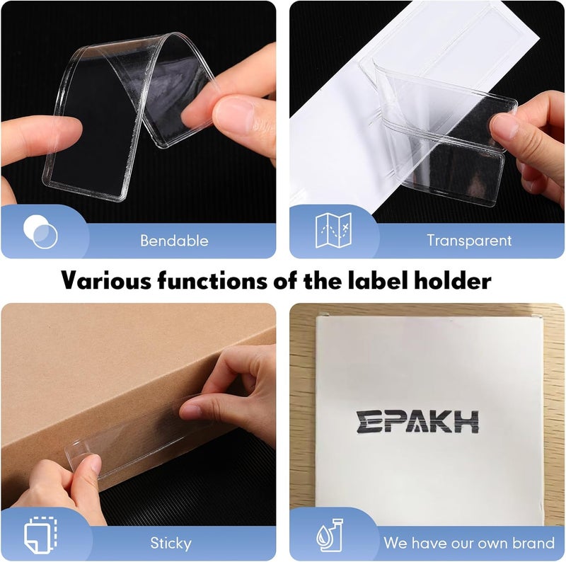 Epakh 50 Pack Back to School Self Adhesive Label Holders Shelf Tag Pockets 1.2 x 4.3'' Insert Card Sleeves for Storage Bin Warehouse Shelving Office Retail Drawer Mailbox Organization Identification - Image 4