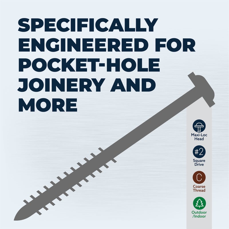 Kreg SML-C2X250-30 Protec-Kote Pocket Screws, 2-1/2 Inch #14 Coarse Thread, Maxi-Loc Head (30 Count) - Image 3