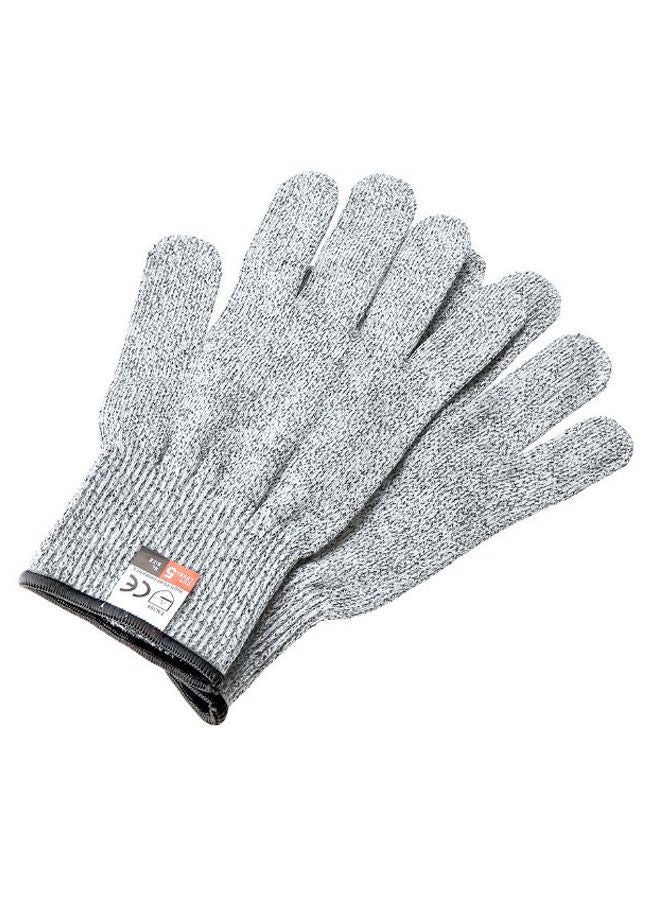 NIBEMINENT Pair Of Food Grade Safety Cut Resistant Gloves Grey/Black 25 x 9centimeter