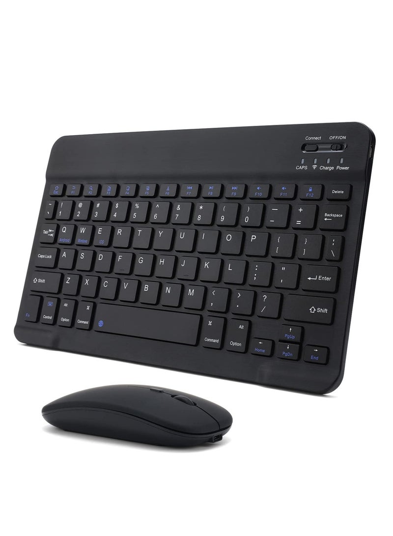 ELTRAZONE Rechargeable Bluetooth Keyboard and Mouse Combo Ultra-Slim Portable Compact Wireless Mouse Keyboard Set for Android Windows Tablet Cell Phone iPhone iPad Pro Air Mini, iPad OS/iOS 13 and above (Black)  - Image 1