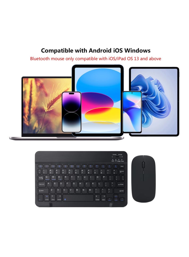 ELTRAZONE Rechargeable Bluetooth Keyboard and Mouse Combo Ultra-Slim Portable Compact Wireless Mouse Keyboard Set for Android Windows Tablet Cell Phone iPhone iPad Pro Air Mini, iPad OS/iOS 13 and above (Black)  - Image 2