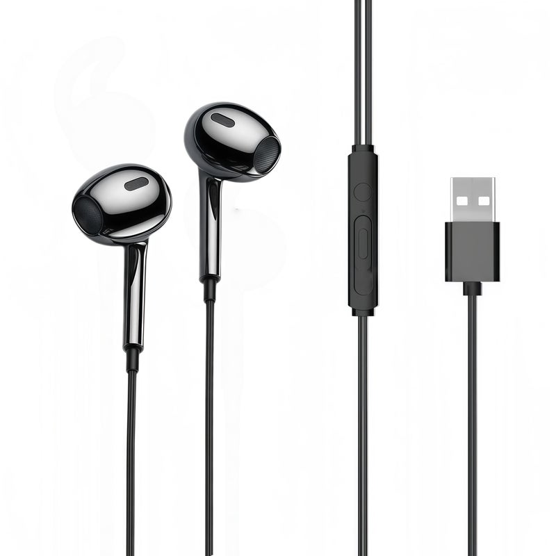 basecolors USB Headset with Microphone for PC Laptop, USB Earbuds with Mute Volume Control Stereo Bass for PC Desktop Dell HP Acer Laptop Meetings/Music,School,Black 8.2Ft(2.5M) - Image 1