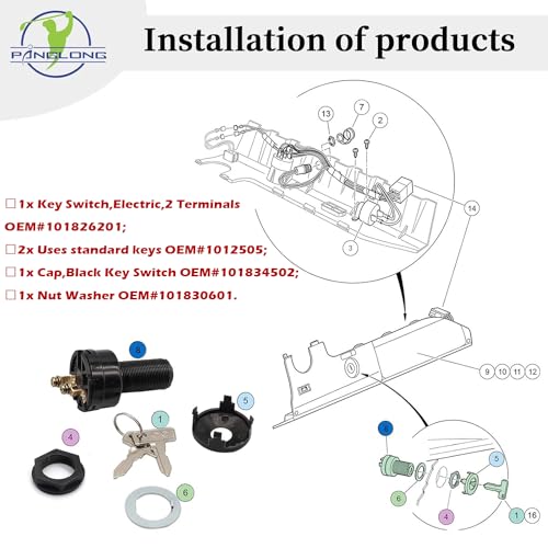 Panglong Starter Switch,Club Car DS Electric Golf Cart 1996-Up Ignition Key Switch, 36 Or 48 Volts,Suit 101826201 - Image 5