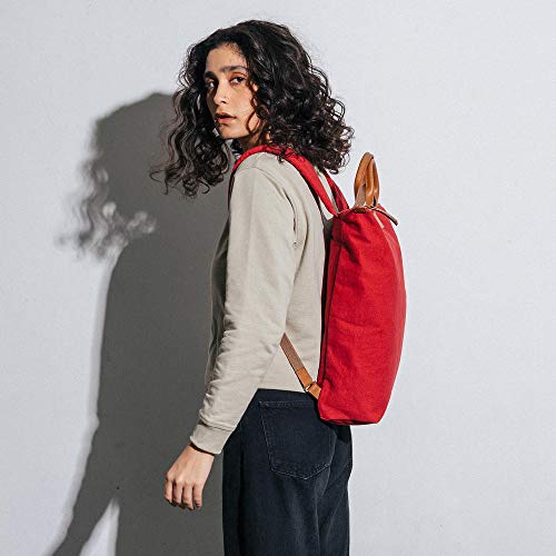 DailyObjects Crimson Red H&crafted Canvas Pilot Backpack (22L) with Leather H⩽ - Safely & Comfortably Fits Laptops Up to 15.6 Inches - Image 2