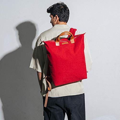DailyObjects Crimson Red H&crafted Canvas Pilot Backpack (22L) with Leather H⩽ - Safely & Comfortably Fits Laptops Up to 15.6 Inches - Image 3
