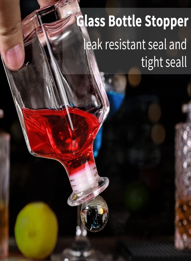 LINALL مجموعة زجاجات لينال للمر (6 زجاجات) - زجاجات عتيقة مع صينية، زجاجات مزخرفة بغطاء مدبب وسدادة، زجاجات مدببة لتحضير الكوكتيلات، مثالية للبار المنزلي أو البار الخاص بالبار - Image 4