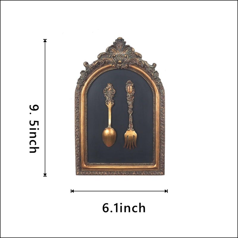S-MANTIS Vintage Wall Sculpture,Antique Pediment,Hallway Wall Art, Hand Painted Wall Decoration With Embossed Intricate Spoon and Fork Design, Arched Aesthetic Room DÃ©cor, Gallery, Unique Gift - Image 2