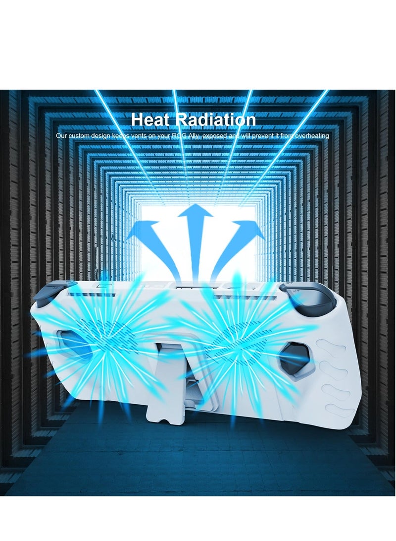 Full Protective Case for Asus Rog Ally 7" 2023, For Rog Ally Case with Detachable Front Shell Cover, Kickstand Protector Case, Non-slip & anti-Scratch, Frosted Handheld Design (White) - Image 4