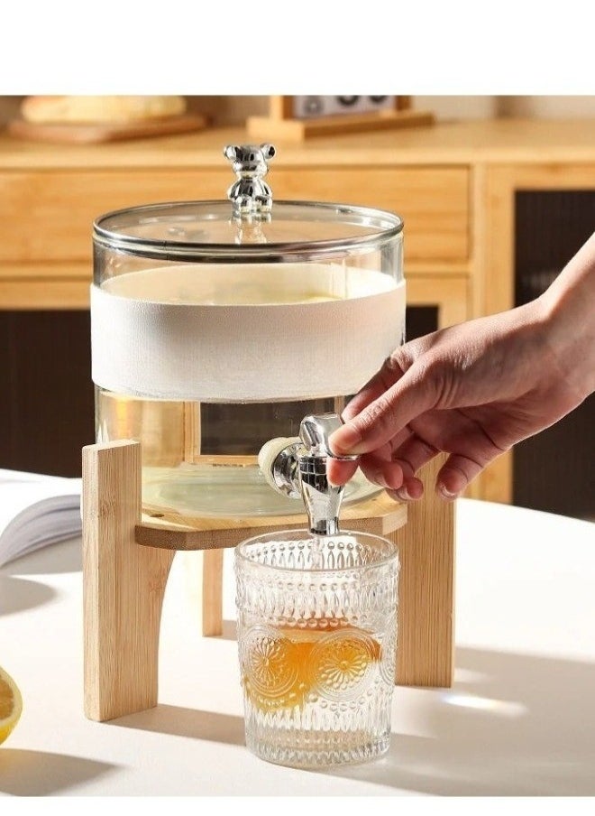 Happy Home Glass beverage dispenser with wooden stand and tap with a capacity of 2.6 liters  - Image 1