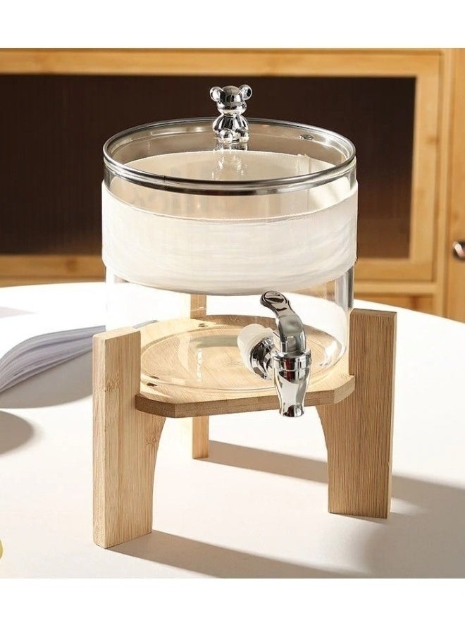 Happy Home Glass beverage dispenser with wooden stand and tap with a capacity of 2.6 liters  - Image 2