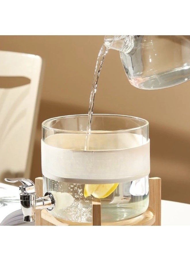 Happy Home Glass beverage dispenser with wooden stand and tap with a capacity of 2.6 liters  - Image 5