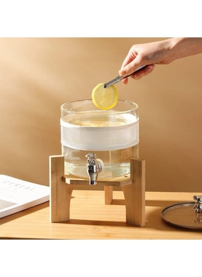 Happy Home Glass beverage dispenser with wooden stand and tap with a capacity of 2.6 liters  - Image 4