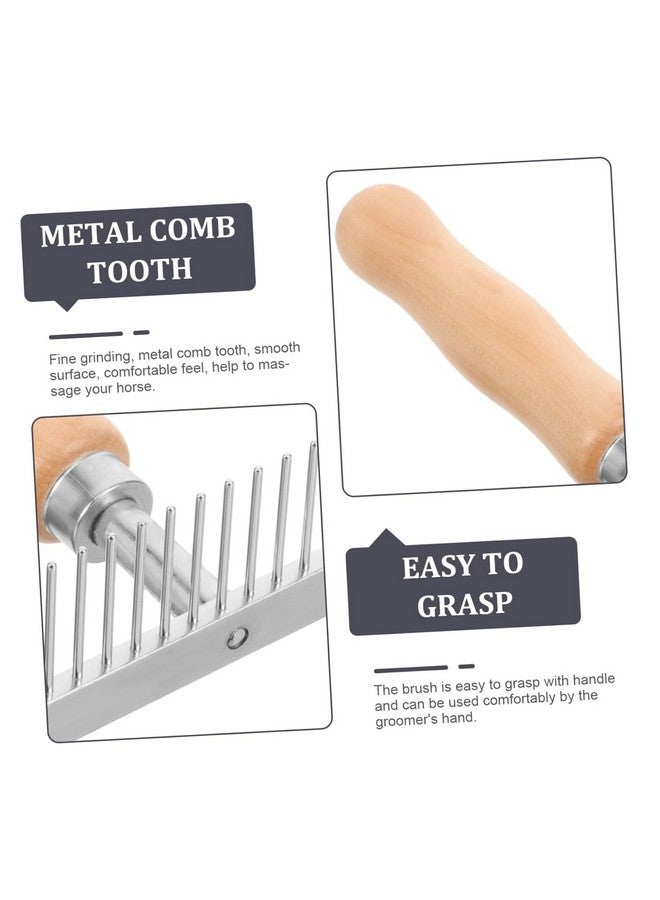 مشط خشبي على شكل حرف T للكلاب والقطط ومقبض خشبي وأسنان من الفولاذ المقاوم للصدأ ومشط مضاد للتساقط ومشط لإزالة تشابك شعر الحيوانات الأليفة - مشط شعر طويل وقصير وسميك للكلاب والقطط ومشط لإزالة عقد فراء الحيوانات الأليفة - Image 5