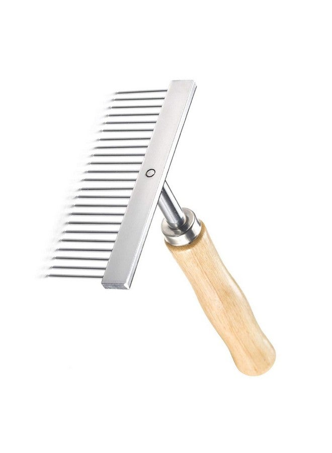 مشط خشبي على شكل حرف T للكلاب والقطط ومقبض خشبي وأسنان من الفولاذ المقاوم للصدأ ومشط مضاد للتساقط ومشط لإزالة تشابك شعر الحيوانات الأليفة - مشط شعر طويل وقصير وسميك للكلاب والقطط ومشط لإزالة عقد فراء الحيوانات الأليفة - Image 3