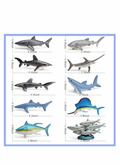 Excefore Realistic Mini Sea Creature Figures Toy, 10 Pcs Ocean Animal Pelagic Fish Figurine Set with Whale Sharks Tunas Swordfish Sailfish Sardines Educational Marine for Bath Pool Toy Cake Topper  - Image 2
