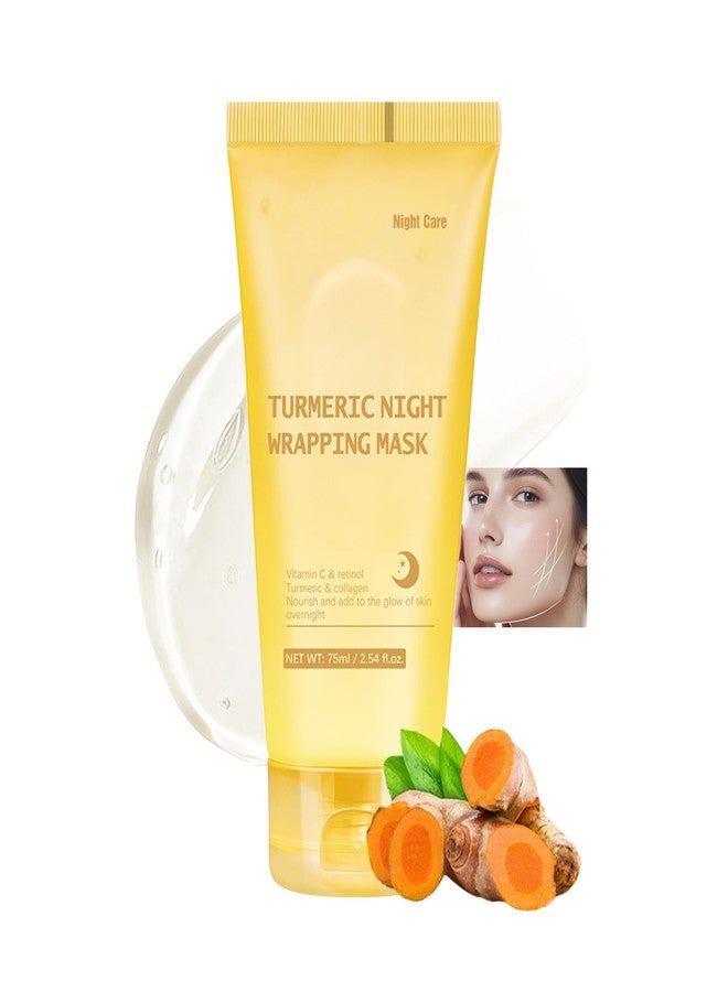 MIESCHER Turmeric Night Wrapping Mask, Peel-Off Face Mask Gel - Rich In Vitamin C & Retinol Long-Lasting Moisturizing & Locks In Moisture, Deep Nourish Turmeric & Collagen Mask, 2.54oz - Image 1