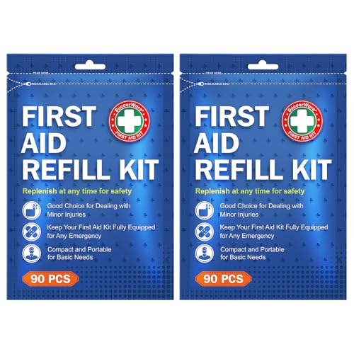 SuccorWare 90 Pieces First Aid Refill Kit - Wound Care Kit Includes Bandages for Home, Travel, Hiking - Portable Replacement Kit for First Aid Medical Supplies（2 Set） - Image 1