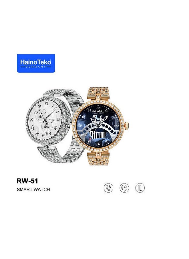 Haino Teko - Haino Teko Germany RW51 Smart Watch for Women with Round AMOLED Screen This version of the smart watch comes in the color: Gold Water resistant - Image 1