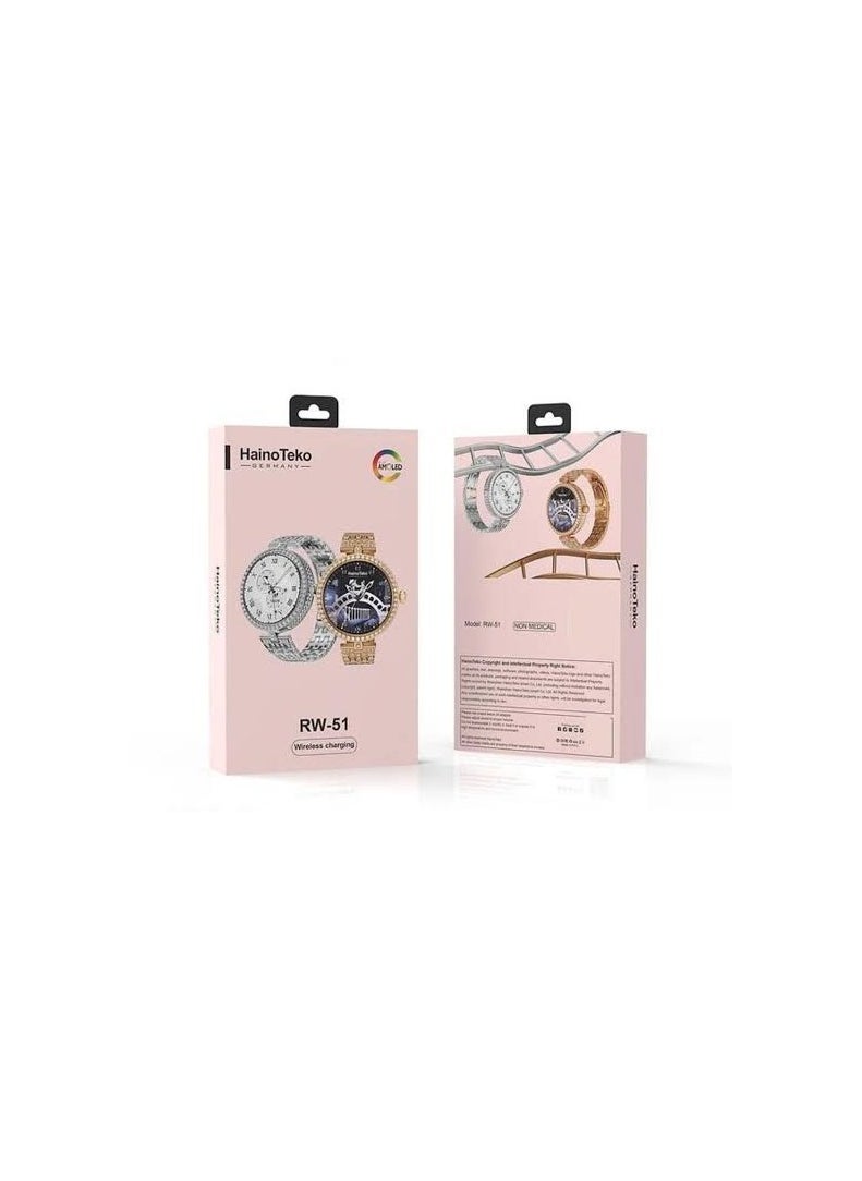 Haino Teko - Haino Teko Germany RW51 Smart Watch for Women with Round AMOLED Screen This version of the smart watch comes in the color: Gold Water resistant - Image 1
