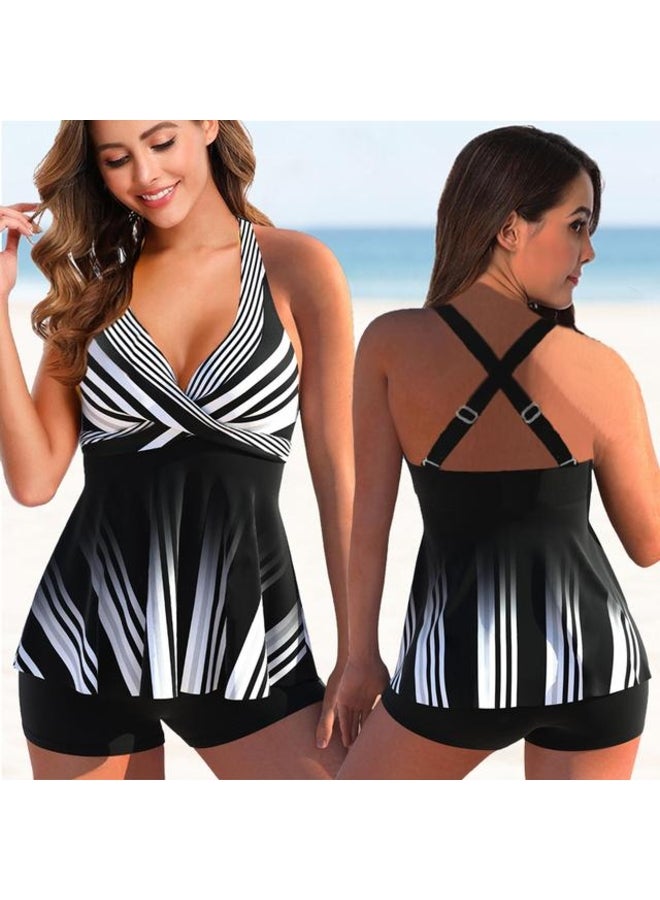 Yoxier Women's Bohemian Print Tankini Swimdress Set