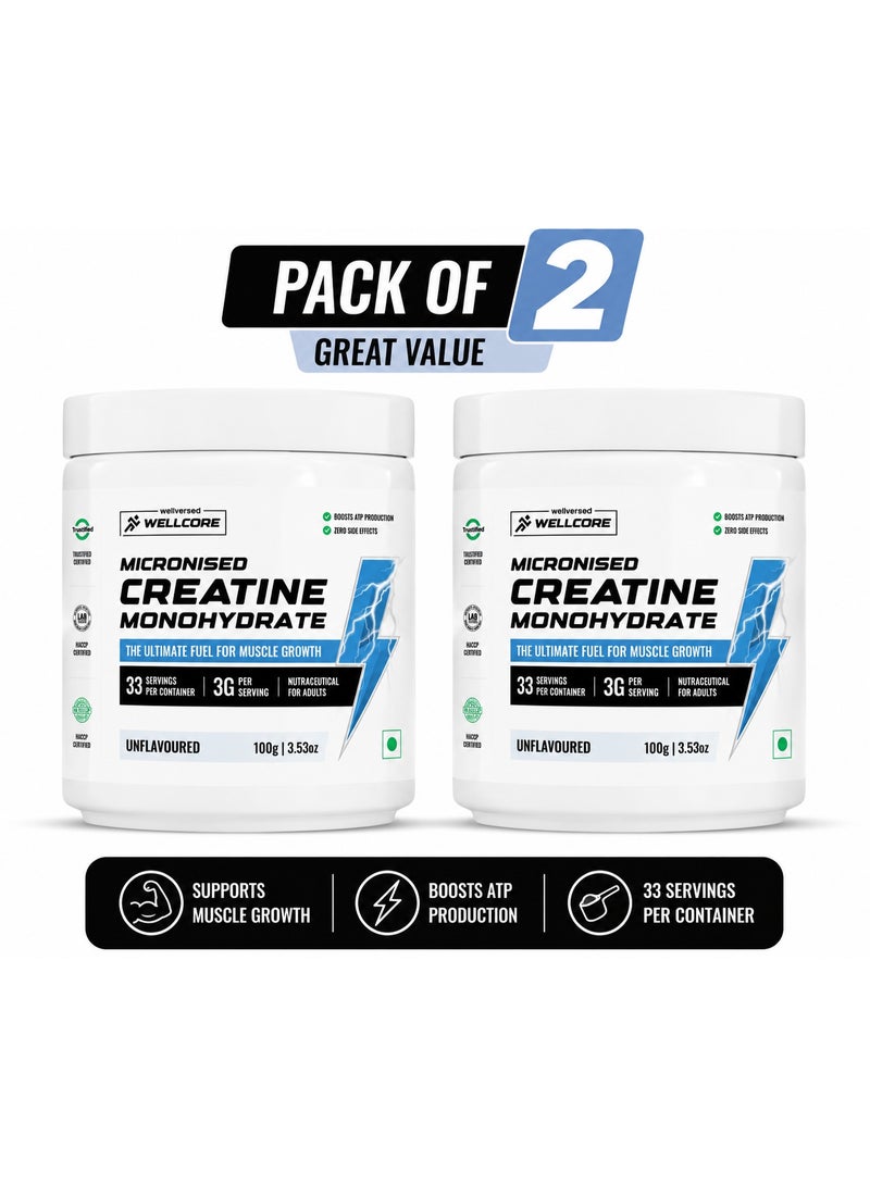 Wellcore Creatine Unflavored 100g pack of 2