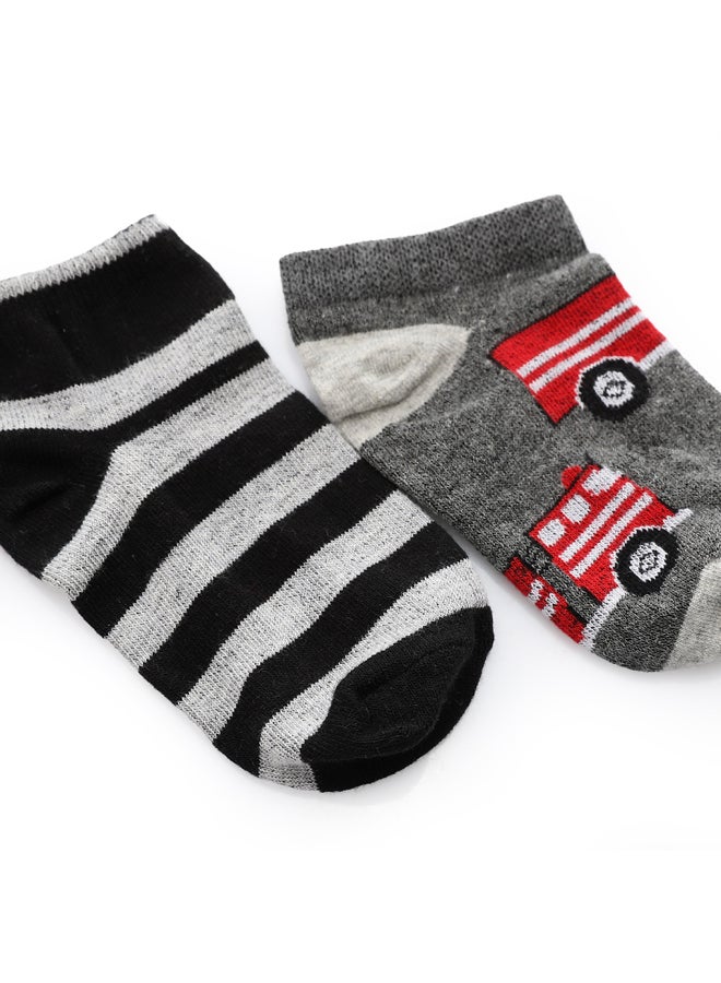 Andora Set of 3 Stripped Uncle Socks _ Red & Black & White - Image 1