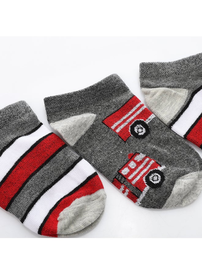 Andora Set of 3 Stripped Uncle Socks _ Red & Black & White - Image 4