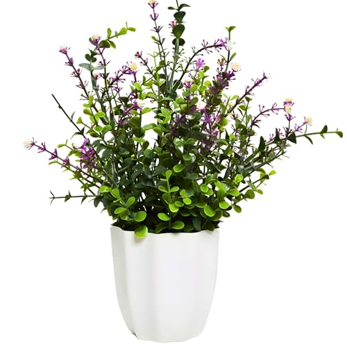 fancymart Plastic Artificial Plant Hackleberry Leaves in Pot Perfect Potted Decoration for Home Living Room & Office Spaces Height - 30cm, Green - Image 5
