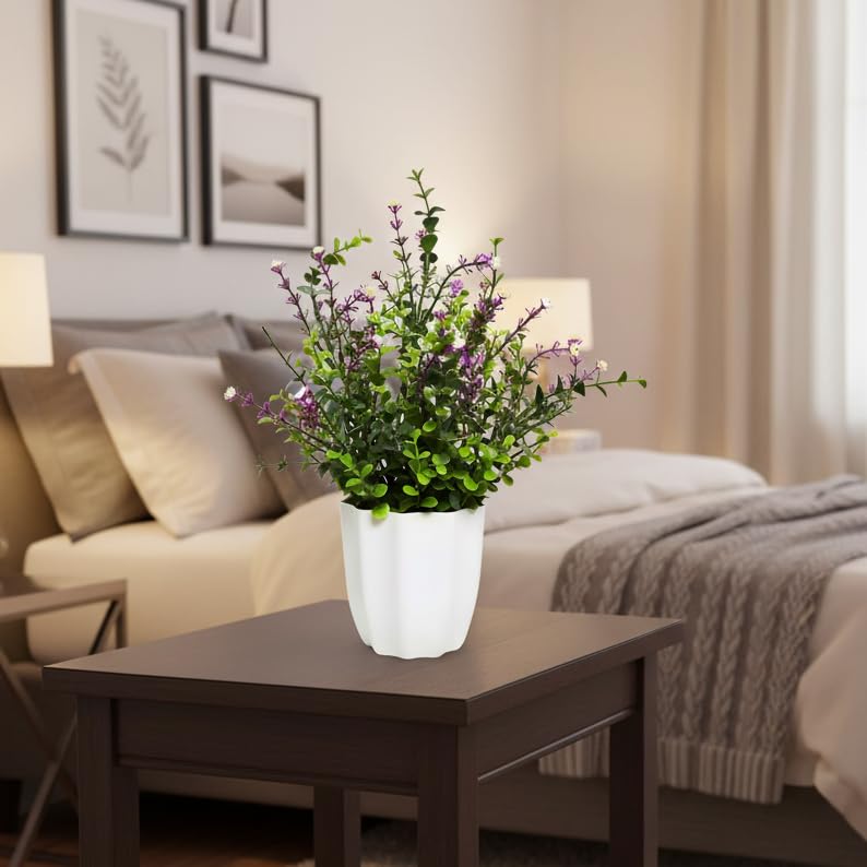 fancymart Plastic Artificial Plant Hackleberry Leaves in Pot Perfect Potted Decoration for Home Living Room & Office Spaces Height - 30cm, Green - Image 3