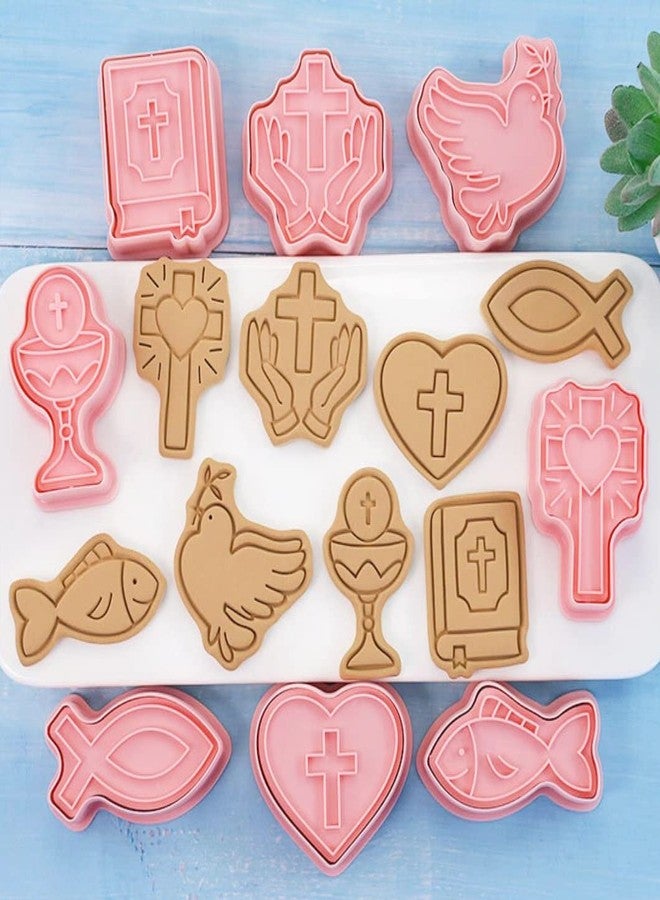 MayeBridge 8 Pieces Christian Bible Cookie Cutters Plastic Cross Cookie Stamps Cookie Mould Press Cross Cookie Mould Set Baking Kitchen Tools (Cross 1227A) - Image 2