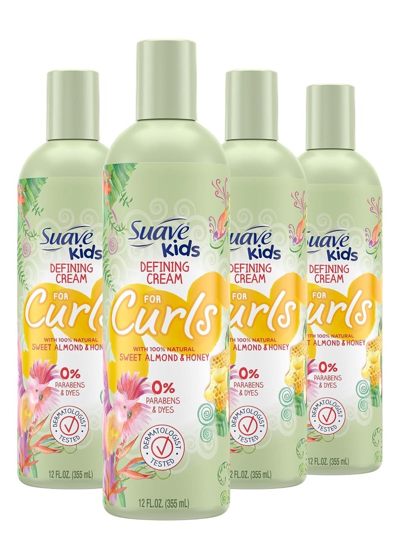 Suave Suave Kids Natural Sweet Almond Honey Curl Defining Cream, No Parabens, No Dyes, 12 Fl Oz(Pack of 4)  - Image 1