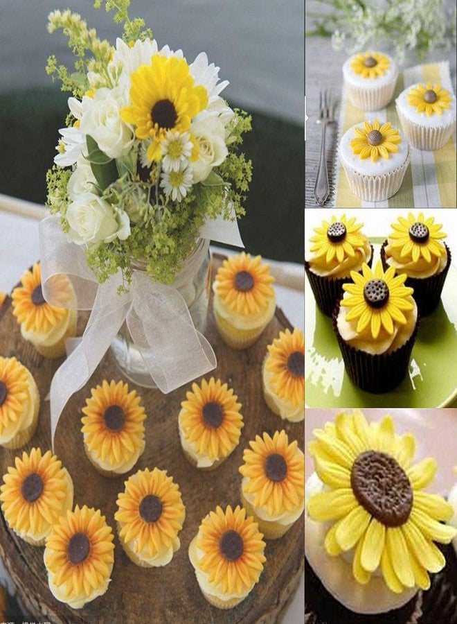 HiParty 1 Piece Sunflower Cake Fondant Molds, Sun Flower Silicone Chocolate Candy Sugar Craft Gum Paste Mold for Baby Shower Cake Cupcake Decorating Polymer Clay Resin Mould - Image 5