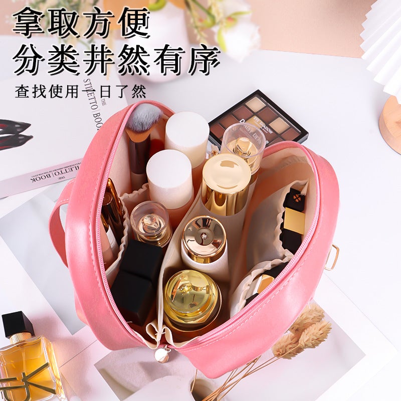 Large Capacity Exquisite Simple Solid Color Cosmetic Bag 2024 Light Luxury High-end Toiletry Bag Cosmetic Handbag - Image 5