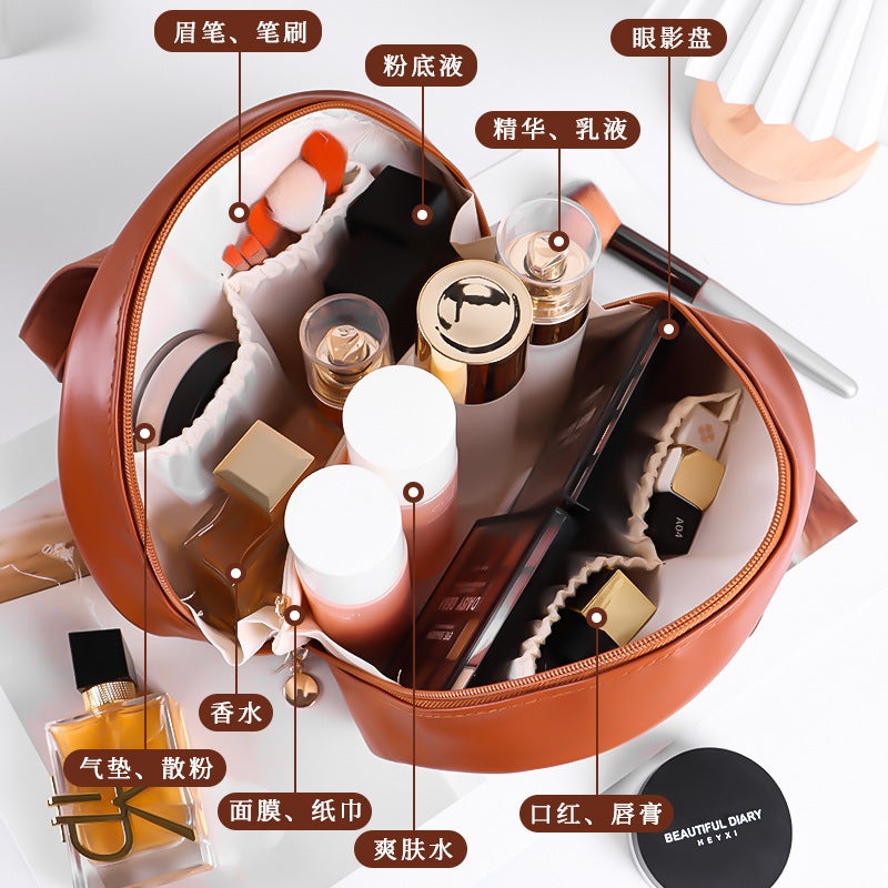 Large Capacity Exquisite Simple Solid Color Cosmetic Bag 2024 Light Luxury High-end Toiletry Bag Cosmetic Handbag - Image 3