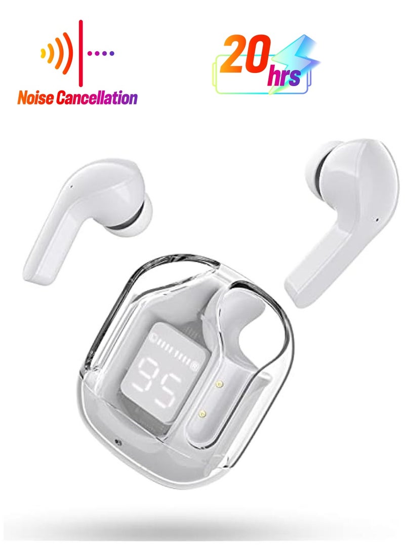 ANKOVO Wireless Earbuds, Bluetooth Headphones with ENC Noise Canceling, Translucent Design, HiFi Dual Stereo Microphone, Mini In-Ear Earbuds, Charging Case, LED Digital Display - Image 1