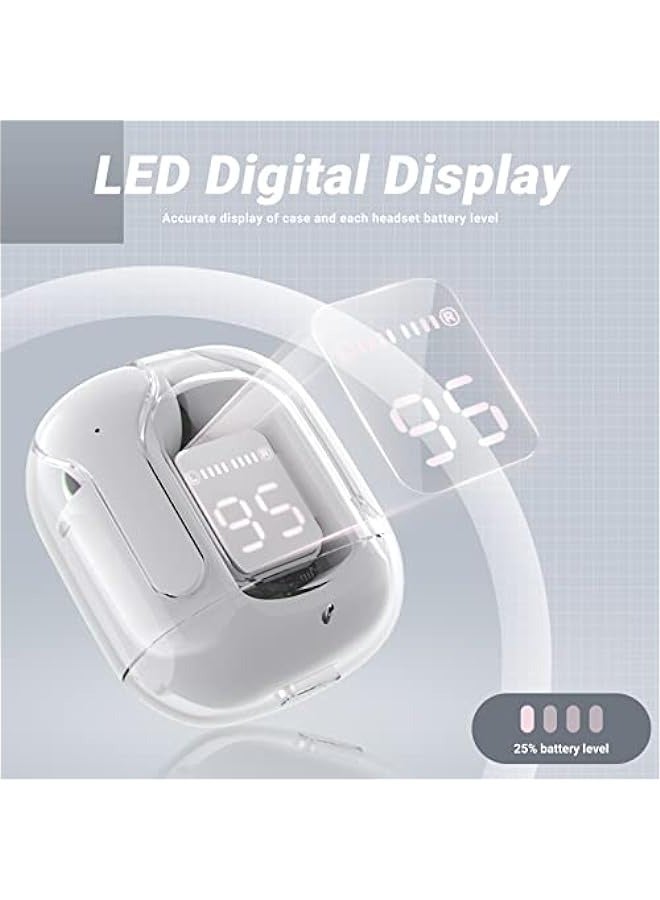 ANKOVO Wireless Earbuds, Bluetooth Headphones with ENC Noise Canceling, Translucent Design, HiFi Dual Stereo Microphone, Mini In-Ear Earbuds, Charging Case, LED Digital Display - Image 5
