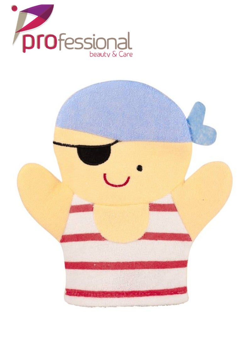 قفاز استحمام للأطفال من بروفيشنال – تصميم قرصان – 20×19 سم – ناعم وممتع لوقت الاستحمام
